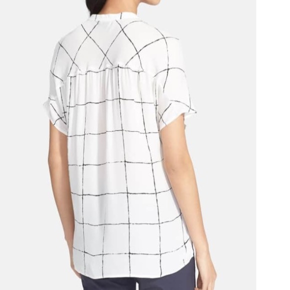 NWOT Vince Windowpane Silk Blouse - Picture 5 of 8